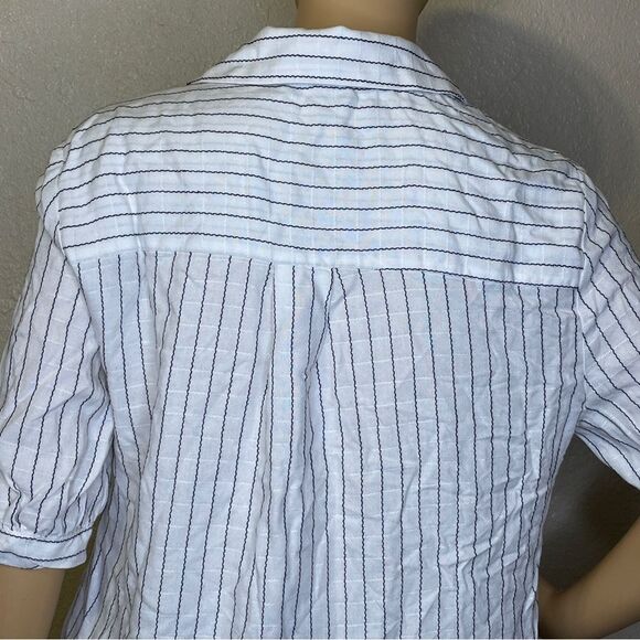 NWT BCBGeneration Faux Wrap 3/4 Sleeve Striped Blouse White Black Size XS - Picture 8 of 16